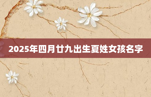 2025年四月廿九出生夏姓女孩名字