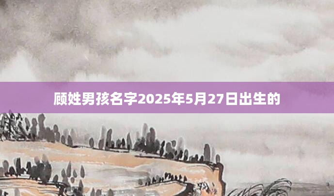 顾姓男孩名字2025年5月27日出生的