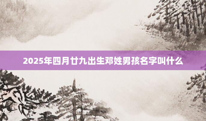 2025年四月廿九出生邓姓男孩名字叫什么