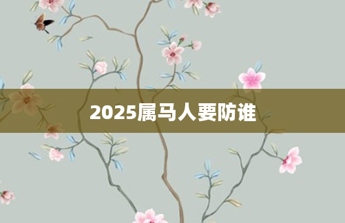 2025属马人要防谁