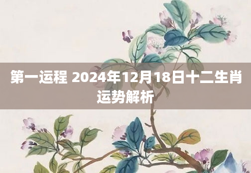 第一运程 2024年12月18日十二生肖运势解析