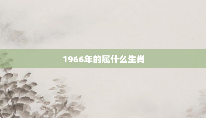 1966年的属什么生肖