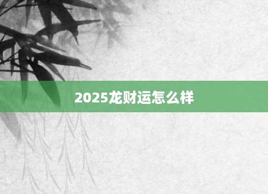 2025龙财运怎么样