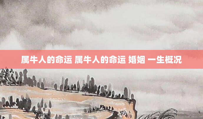 属牛人的命运 属牛人的命运 婚姻 一生概况