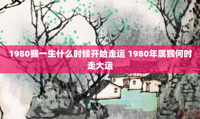 1980猴一生什么时候开始走运 1980年属猴何时走大运