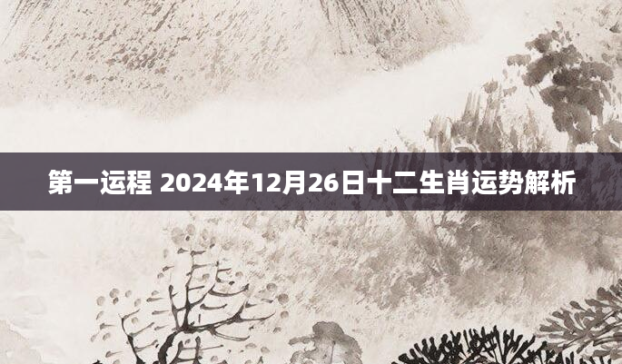 第一运程 2024年12月26日十二生肖运势解析