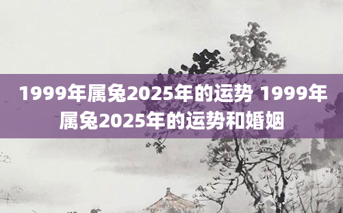 1999年属兔2025年的运势 1999年属兔2025年的运势和婚姻