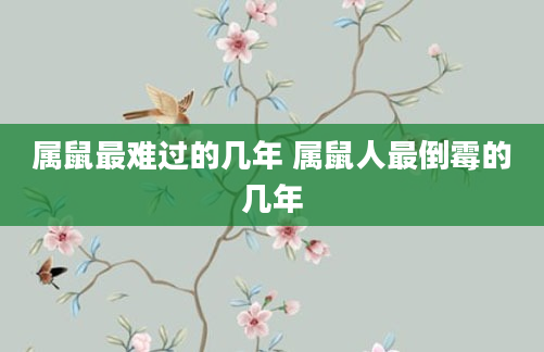 属鼠最难过的几年 属鼠人最倒霉的几年