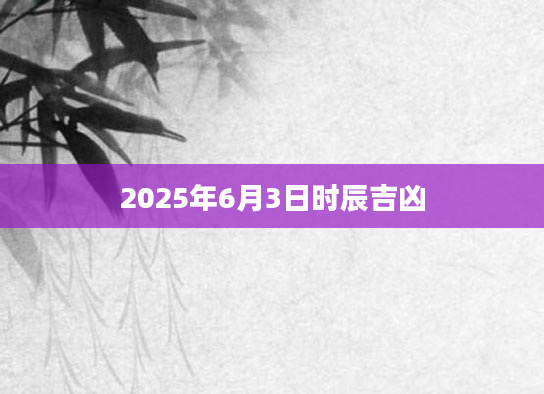 2025年6月3日时辰吉凶