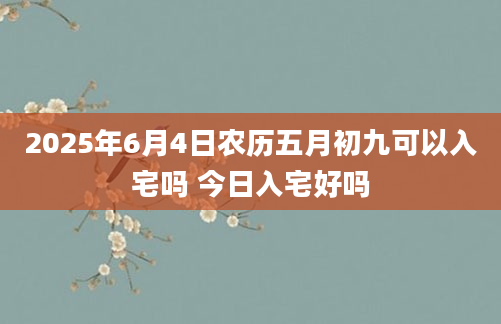 2025年6月4日农历五月初九可以入宅吗 今日入宅好吗