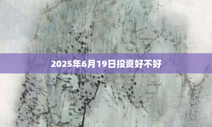 2025年6月19日投资好不好