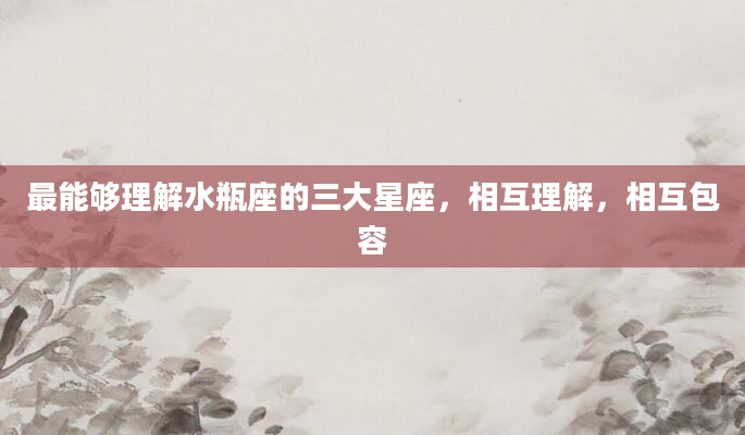最能够理解水瓶座的三大星座，相互理解，相互包容