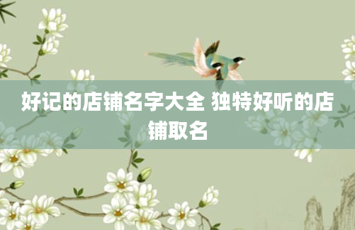 好记的店铺名字大全 独特好听的店铺取名