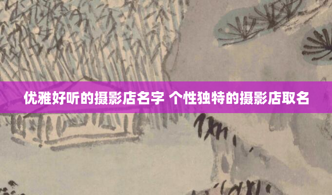 优雅好听的摄影店名字 个性独特的摄影店取名