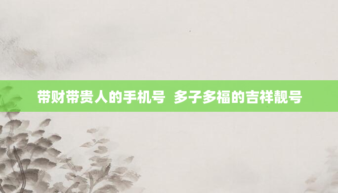 带财带贵人的手机号 多子多福的吉祥靓号