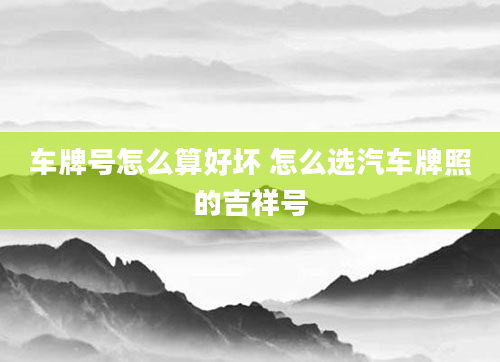 车牌号怎么算好坏 怎么选汽车牌照的吉祥号