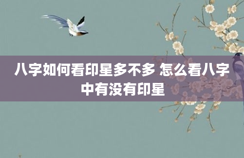 八字如何看印星多不多 怎么看八字中有没有印星