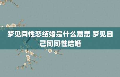 梦见同性恋结婚是什么意思 梦见自己同同性结婚