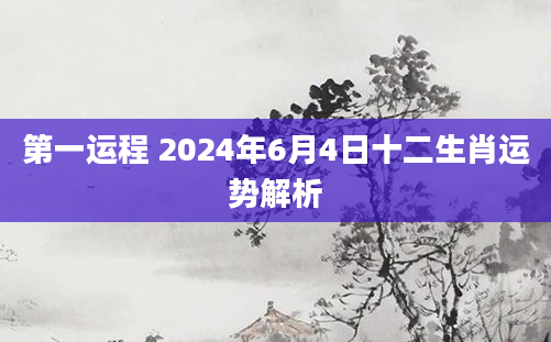 第一运程 2024年6月4日十二生肖运势解析