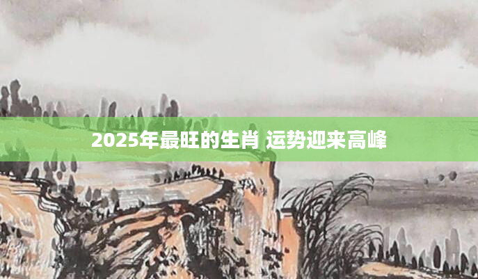 2025年最旺的生肖 运势迎来高峰