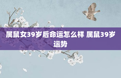 属鼠女39岁后命运怎么样 属鼠39岁运势