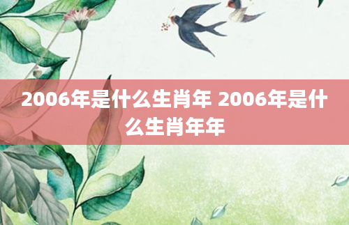 2006年是什么生肖年 2006年是什么生肖年年