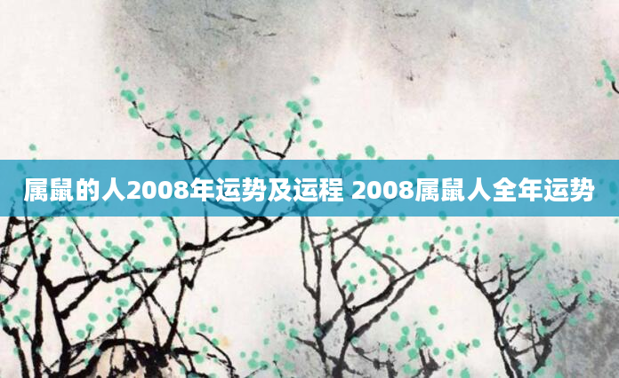 属鼠的人2008年运势及运程 2008属鼠人全年运势