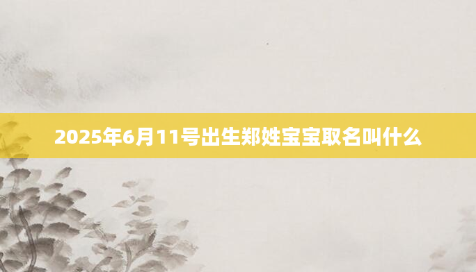 2025年6月11号出生郑姓宝宝取名叫什么