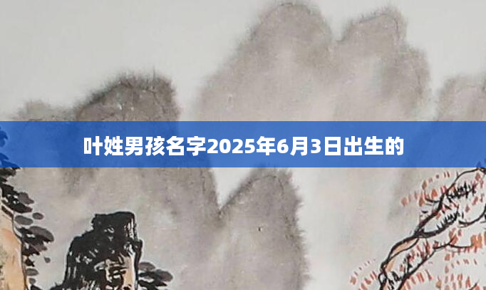 叶姓男孩名字2025年6月3日出生的
