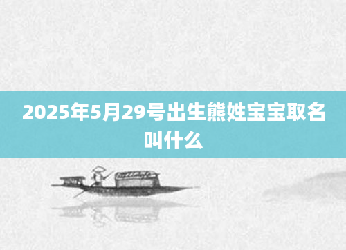 2025年5月29号出生熊姓宝宝取名叫什么