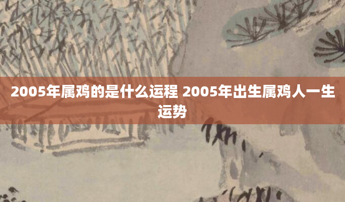 2005年属鸡的是什么运程 2005年出生属鸡人一生运势