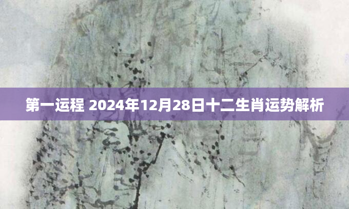 第一运程 2024年12月28日十二生肖运势解析