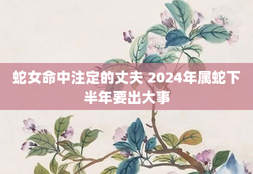 蛇女命中注定的丈夫 2024年属蛇下半年要出大事