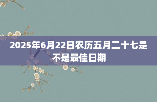 2025年6月22日农历五月二十七是不是最佳日期