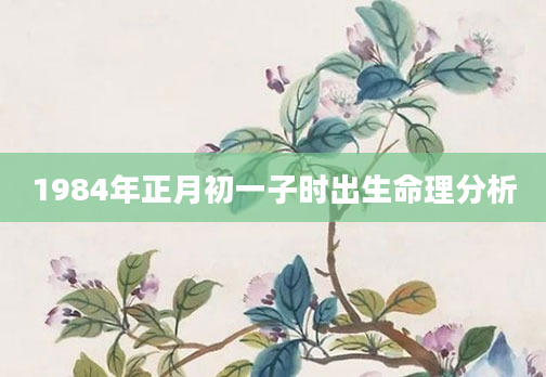 1984年正月初一子时出生命理分析